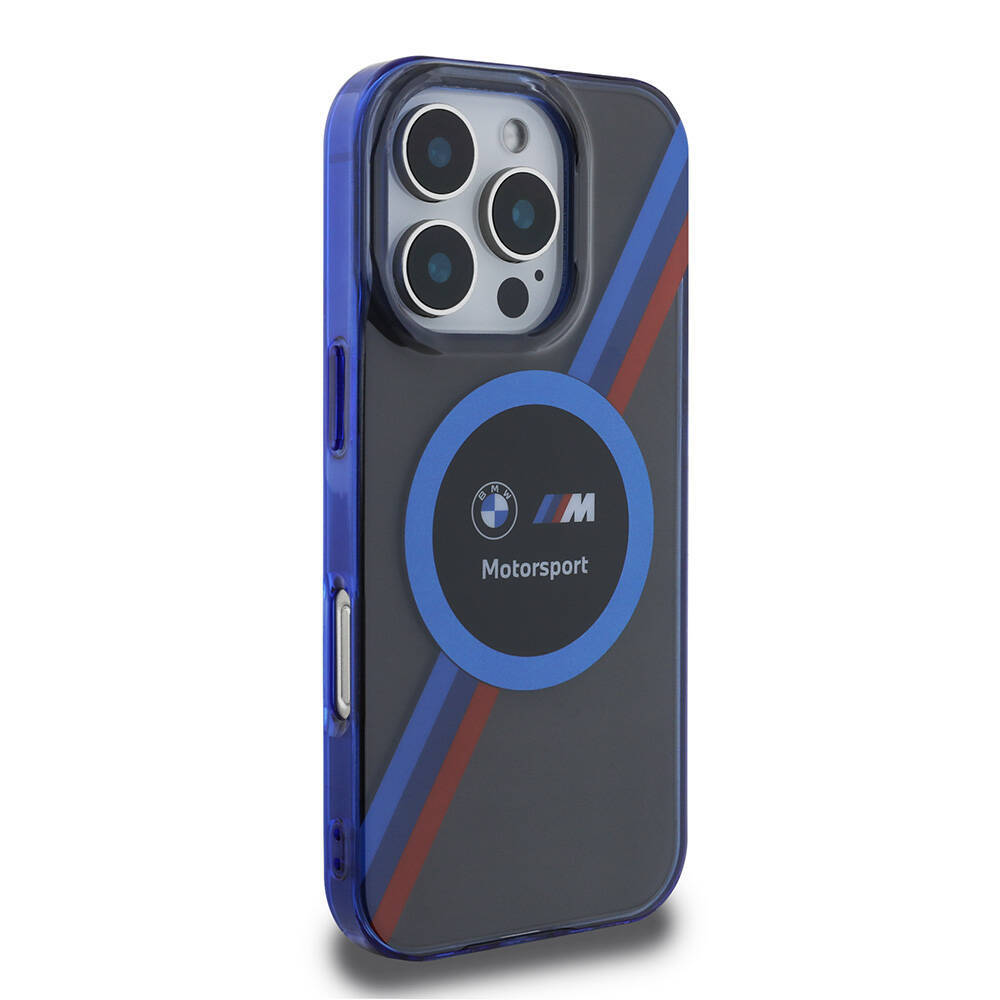 Apple iPhone 16 Pro Max Kılıf BMW Orjinal Lisanslı M-safe Şarj Özellikli M Logolu Üç Renk Çizgili Motorsport Circle Kapak - 7