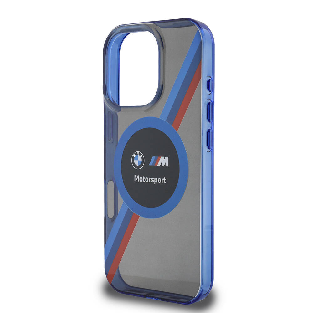 Apple iPhone 16 Pro Max Kılıf BMW Orjinal Lisanslı M-safe Şarj Özellikli M Logolu Üç Renk Çizgili Motorsport Circle Kapak - 9