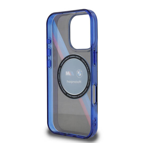 Apple iPhone 16 Pro Max Kılıf BMW Orjinal Lisanslı M-safe Şarj Özellikli M Logolu Üç Renk Çizgili Motorsport Circle Kapak - 10