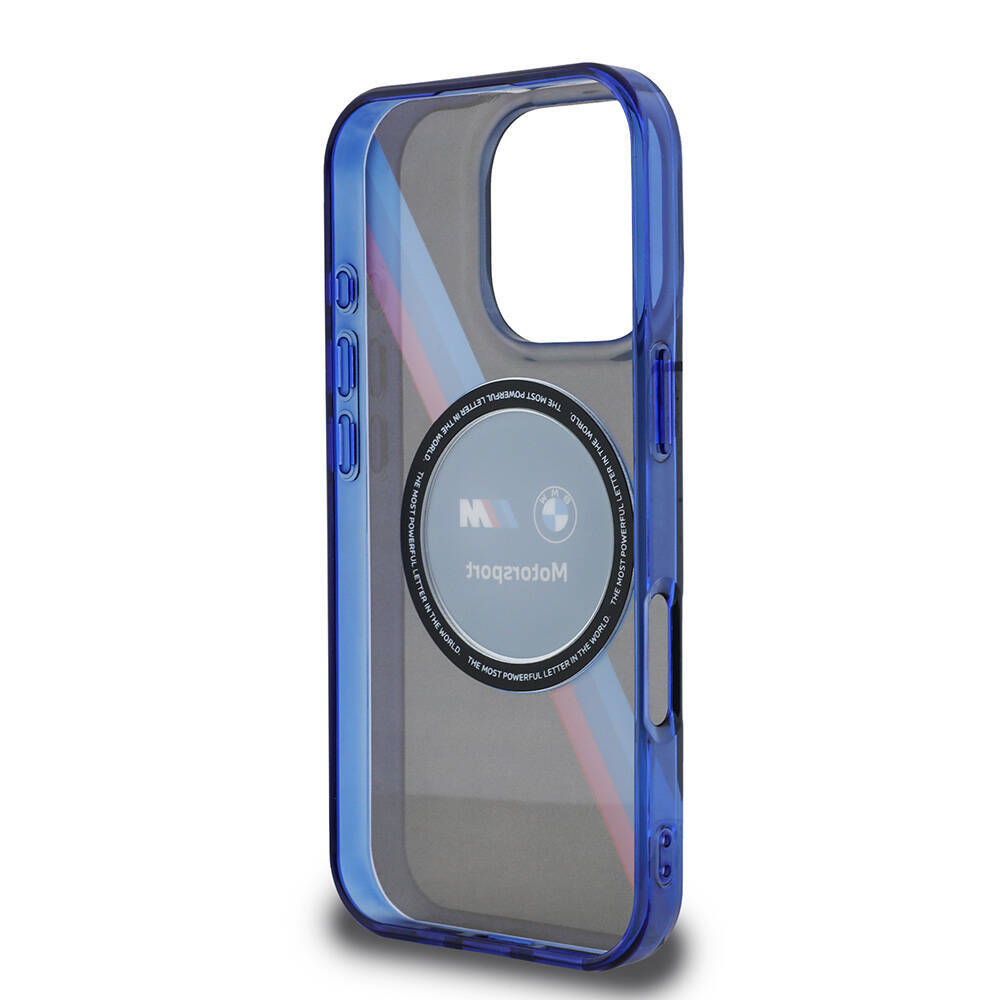 Apple iPhone 16 Pro Max Kılıf BMW Orjinal Lisanslı M-safe Şarj Özellikli M Logolu Üç Renk Çizgili Motorsport Circle Kapak - 10