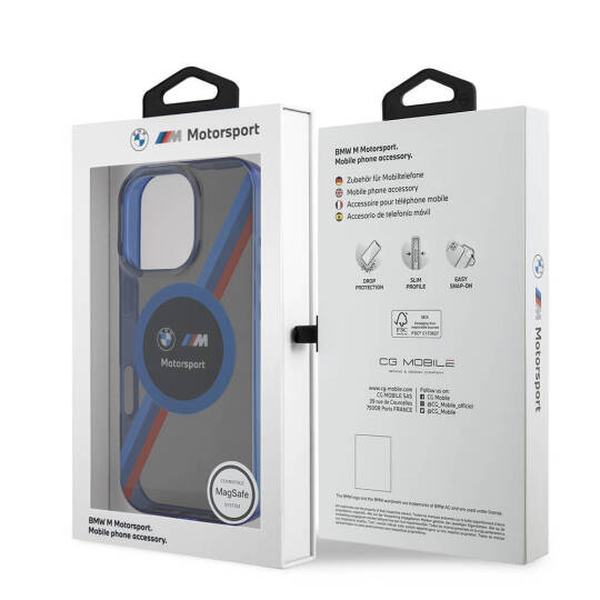 Apple iPhone 16 Pro Max Kılıf BMW Orjinal Lisanslı M-safe Şarj Özellikli M Logolu Üç Renk Çizgili Motorsport Circle Kapak - 11