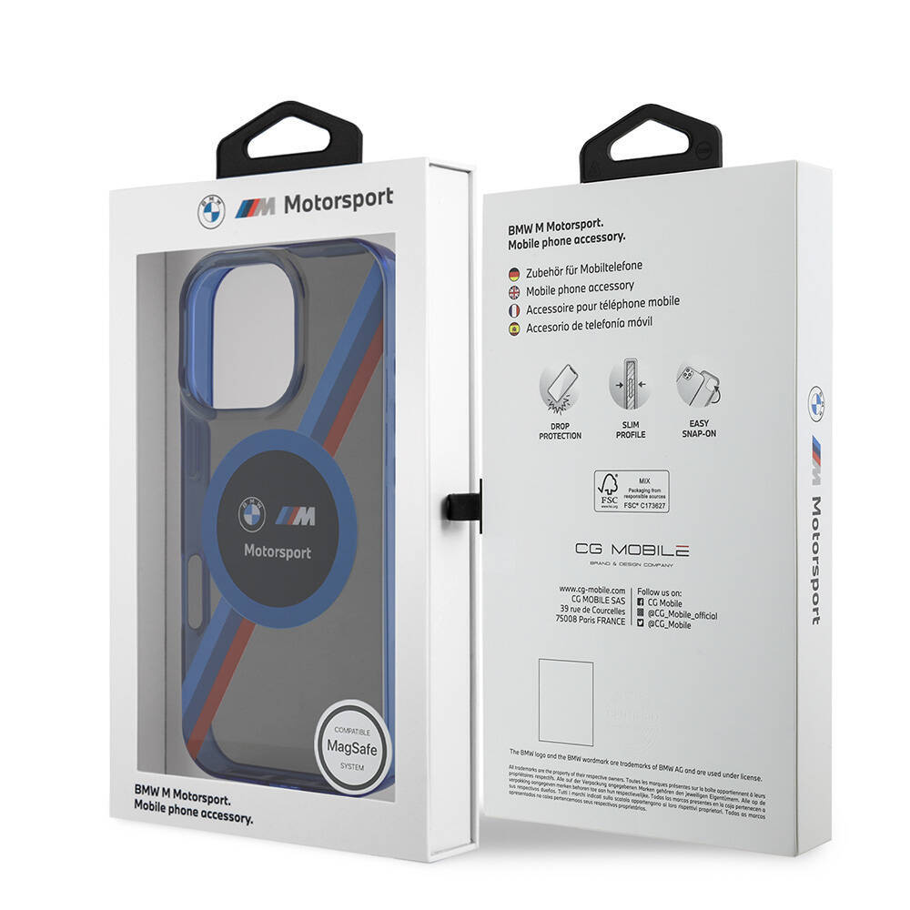 Apple iPhone 16 Pro Max Kılıf BMW Orjinal Lisanslı M-safe Şarj Özellikli M Logolu Üç Renk Çizgili Motorsport Circle Kapak - 11