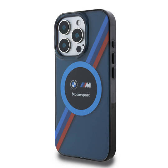 Apple iPhone 16 Pro Max Kılıf BMW Orjinal Lisanslı M-safe Şarj Özellikli M Logolu Üç Renk Çizgili Motorsport Circle Kapak - 13