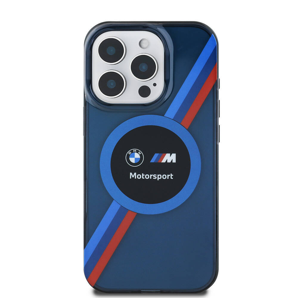 Apple iPhone 16 Pro Max Kılıf BMW Orjinal Lisanslı M-safe Şarj Özellikli M Logolu Üç Renk Çizgili Motorsport Circle Kapak - 14