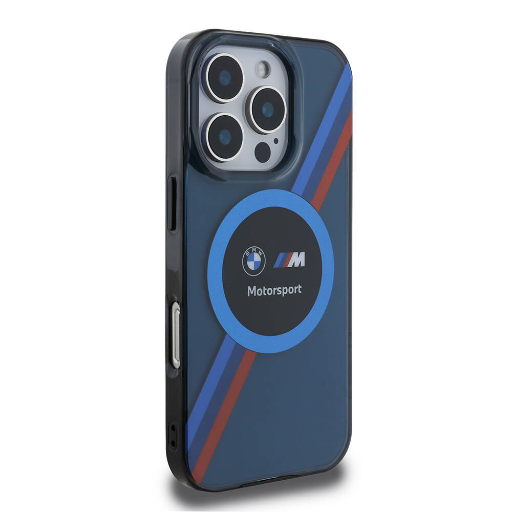 Apple iPhone 16 Pro Max Kılıf BMW Orjinal Lisanslı M-safe Şarj Özellikli M Logolu Üç Renk Çizgili Motorsport Circle Kapak - 15