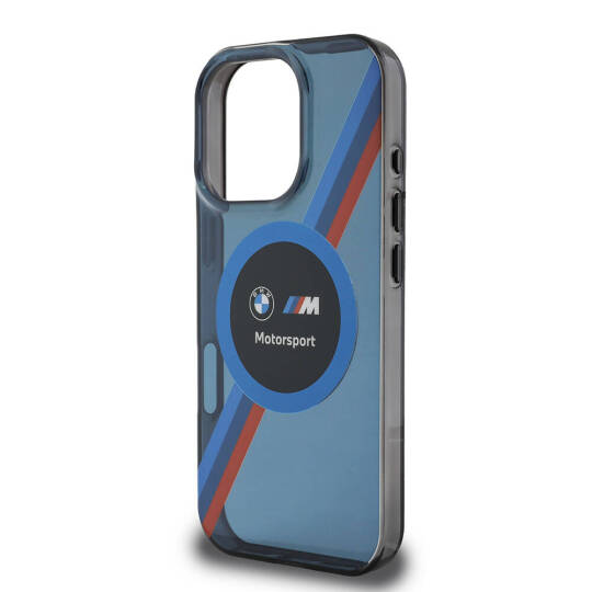 Apple iPhone 16 Pro Max Kılıf BMW Orjinal Lisanslı M-safe Şarj Özellikli M Logolu Üç Renk Çizgili Motorsport Circle Kapak - 18