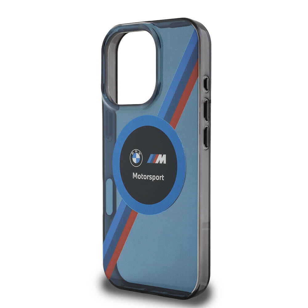 Apple iPhone 16 Pro Max Kılıf BMW Orjinal Lisanslı M-safe Şarj Özellikli M Logolu Üç Renk Çizgili Motorsport Circle Kapak - 18