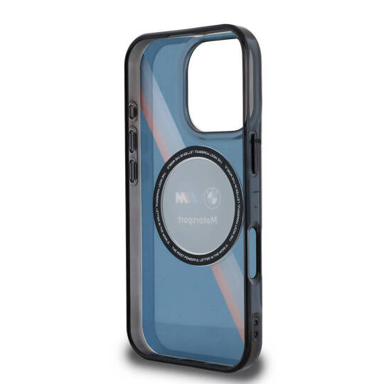 Apple iPhone 16 Pro Max Kılıf BMW Orjinal Lisanslı M-safe Şarj Özellikli M Logolu Üç Renk Çizgili Motorsport Circle Kapak - 19