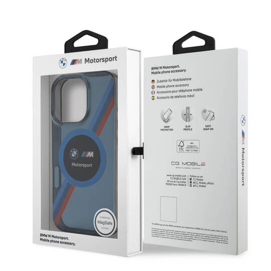 Apple iPhone 16 Pro Max Kılıf BMW Orjinal Lisanslı M-safe Şarj Özellikli M Logolu Üç Renk Çizgili Motorsport Circle Kapak - 20