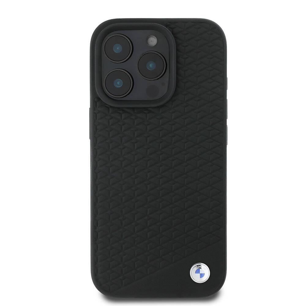 Apple iPhone 16 Pro Max Kılıf BMW Orjinal Lisanslı M-safe Şarj Özellikli Metal Logolu Dokulu Diamond Deri Kapak - 4