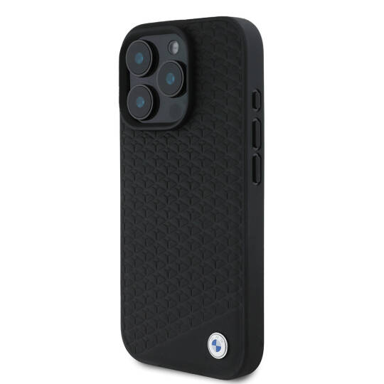 Apple iPhone 16 Pro Max Kılıf BMW Orjinal Lisanslı M-safe Şarj Özellikli Metal Logolu Dokulu Diamond Deri Kapak - 9