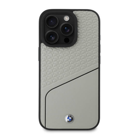 Apple iPhone 16 Pro Max Kılıf BMW Orjinal Lisanslı M-safe Şarj Özellikli Metal Logolu Dokulu ve Çizgili Deri Kapak - 17