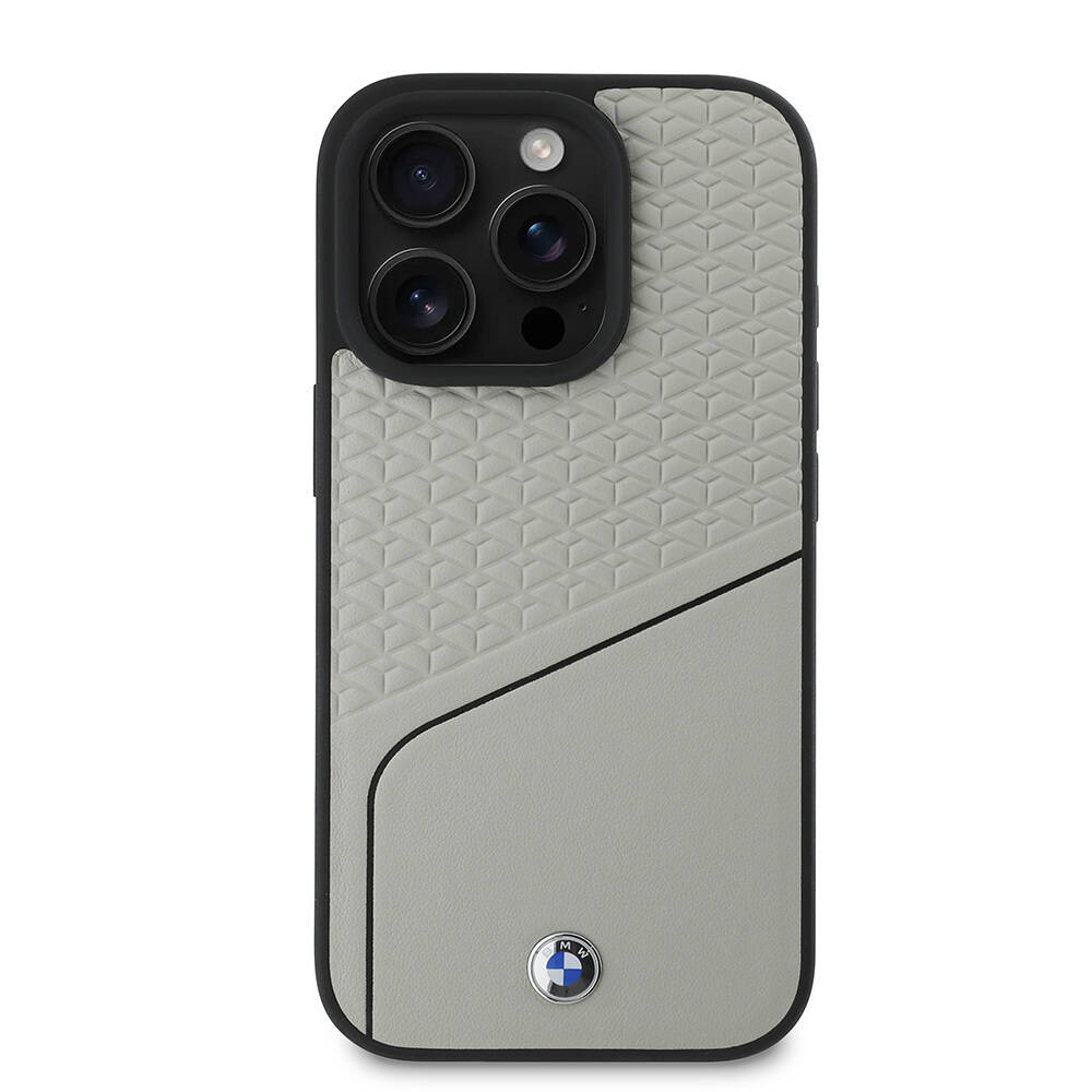 Apple iPhone 16 Pro Max Kılıf BMW Orjinal Lisanslı M-safe Şarj Özellikli Metal Logolu Dokulu ve Çizgili Deri Kapak - 17