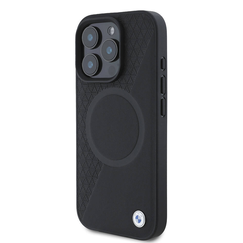 Apple iPhone 16 Pro Max Kılıf BMW Orjinal Lisanslı M-safe Şarj Özellikli Metal Logolu Yarım Dokulu Circle Deri Kapak - 2