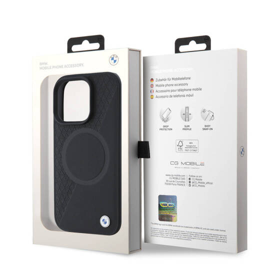 Apple iPhone 16 Pro Max Kılıf BMW Orjinal Lisanslı M-safe Şarj Özellikli Metal Logolu Yarım Dokulu Circle Deri Kapak - 8