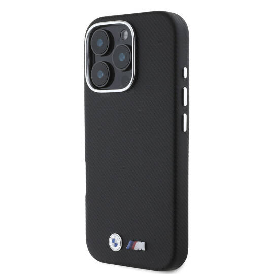 Apple iPhone 16 Pro Max Kılıf BMW Orjinal Lisanslı Tam Sarılmış Karbon Tasarımlı Metal Logo Suni Deri Kapak - 3