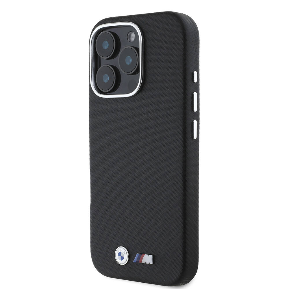 Apple iPhone 16 Pro Max Kılıf BMW Orjinal Lisanslı Tam Sarılmış Karbon Tasarımlı Metal Logo Suni Deri Kapak - 3