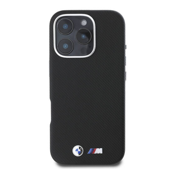 Apple iPhone 16 Pro Max Kılıf BMW Orjinal Lisanslı Tam Sarılmış Karbon Tasarımlı Metal Logo Suni Deri Kapak - 4
