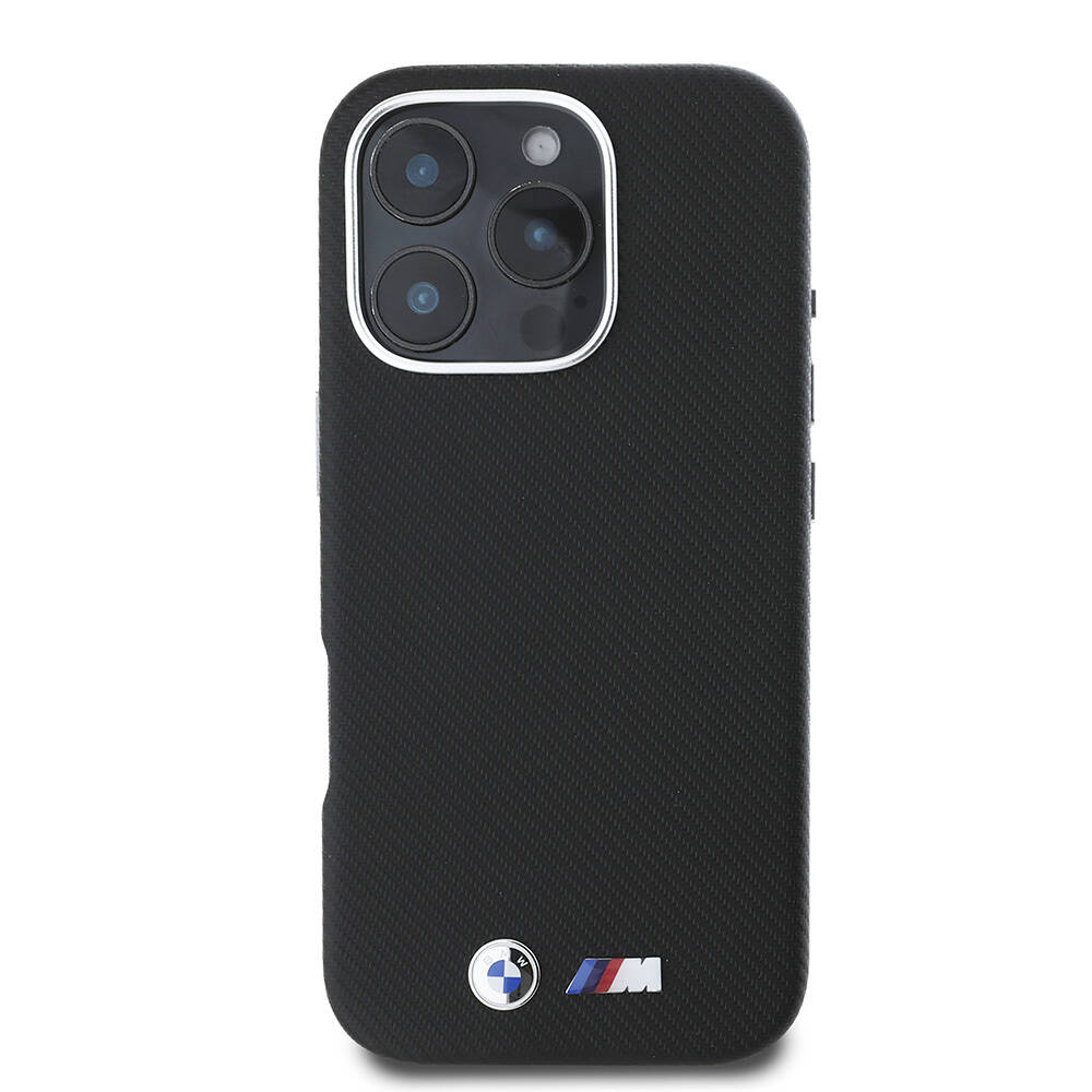 Apple iPhone 16 Pro Max Kılıf BMW Orjinal Lisanslı Tam Sarılmış Karbon Tasarımlı Metal Logo Suni Deri Kapak - 4