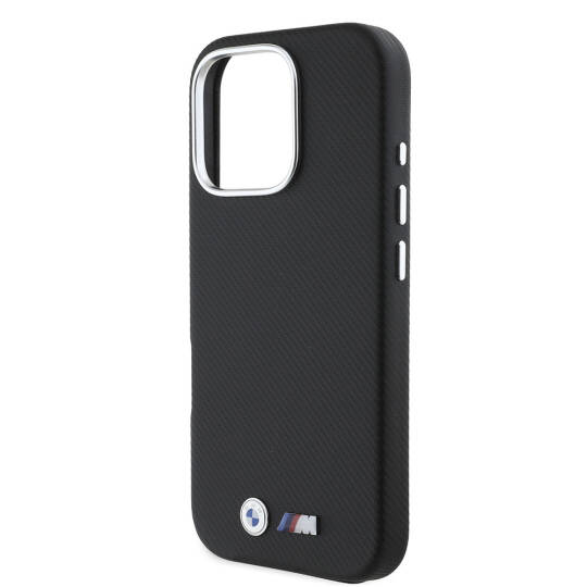 Apple iPhone 16 Pro Max Kılıf BMW Orjinal Lisanslı Tam Sarılmış Karbon Tasarımlı Metal Logo Suni Deri Kapak - 7
