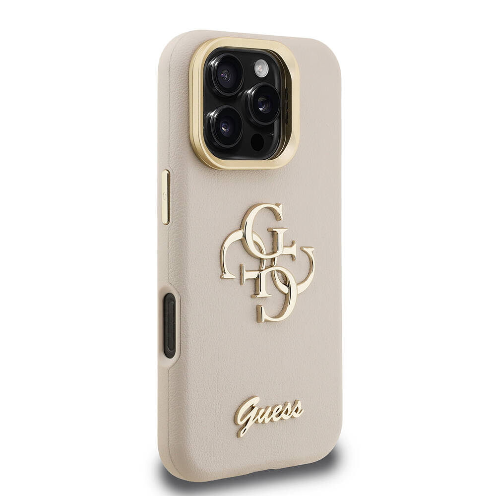 Apple iPhone 16 Pro Max Kılıf Guess Orjinal Lisanslı Grained Yazı Logolu Kamera Standlı Kapak - 8
