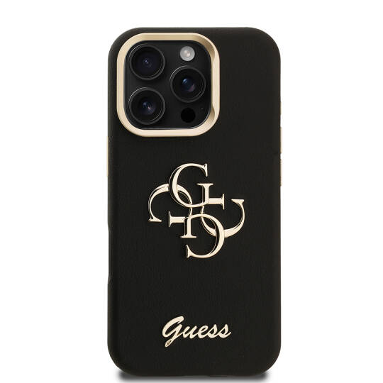 Apple iPhone 16 Pro Max Kılıf Guess Orjinal Lisanslı Grained Yazı Logolu Kamera Standlı Kapak - 14