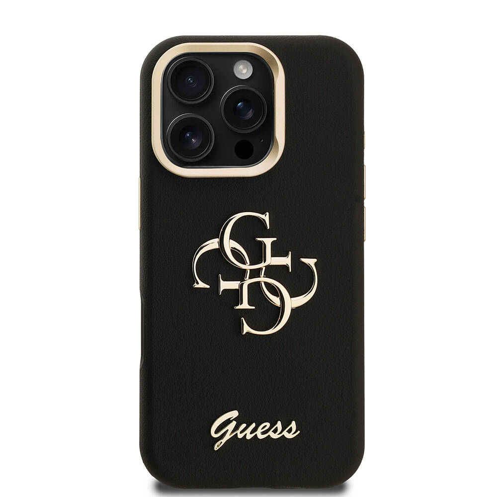 Apple iPhone 16 Pro Max Kılıf Guess Orjinal Lisanslı Grained Yazı Logolu Kamera Standlı Kapak - 14