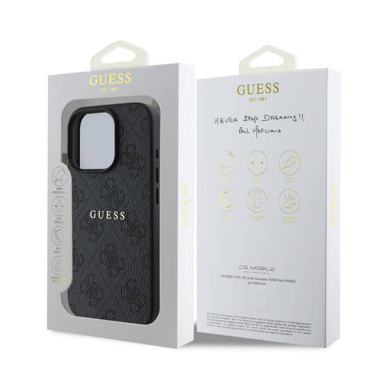 Apple iPhone 16 Pro Max Kılıf Guess Orjinal Lisanslı M-safe Şarj Özellikli 4G Desenli Yazı Logolu Kapak - 9