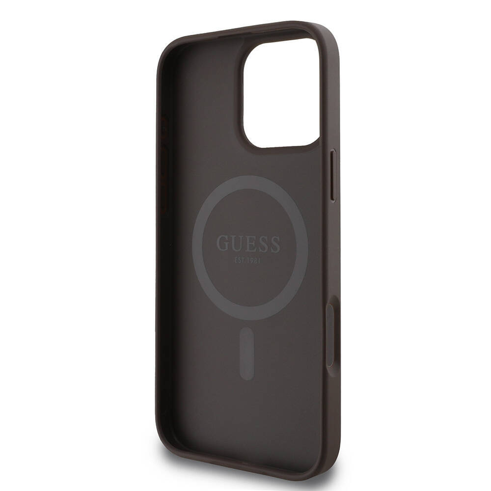 Apple iPhone 16 Pro Max Kılıf Guess Orjinal Lisanslı M-safe Şarj Özellikli 4G Desenli Yazı Logolu Kapak - 17