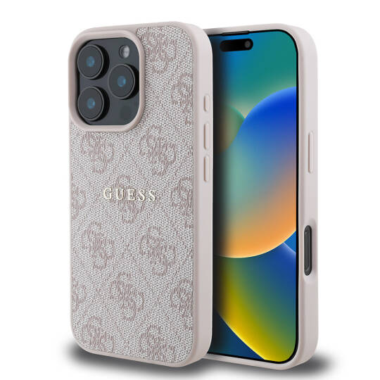 Apple iPhone 16 Pro Max Kılıf Guess Orjinal Lisanslı M-safe Şarj Özellikli 4G Desenli Yazı Logolu Kapak - 1