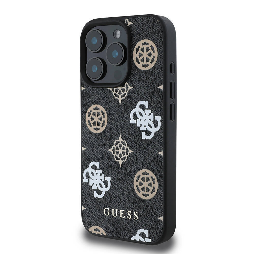 Apple iPhone 16 Pro Max Kılıf Guess Orjinal Lisanslı M-safe Şarj Özellikli 4G Desenli Yazı Logolu Peony Kapak - 5