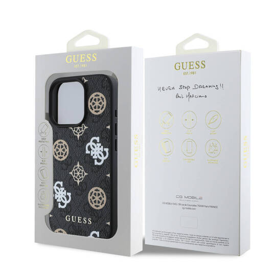 Apple iPhone 16 Pro Max Kılıf Guess Orjinal Lisanslı M-safe Şarj Özellikli 4G Desenli Yazı Logolu Peony Kapak - 11
