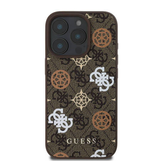 Apple iPhone 16 Pro Max Kılıf Guess Orjinal Lisanslı M-safe Şarj Özellikli 4G Desenli Yazı Logolu Peony Kapak - 13