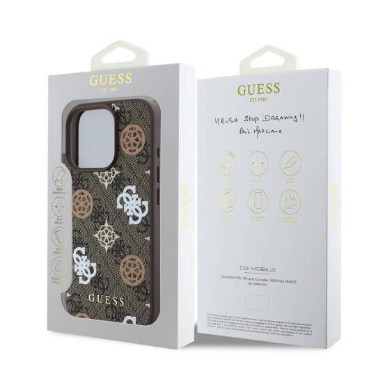Apple iPhone 16 Pro Max Kılıf Guess Orjinal Lisanslı M-safe Şarj Özellikli 4G Desenli Yazı Logolu Peony Kapak - 18
