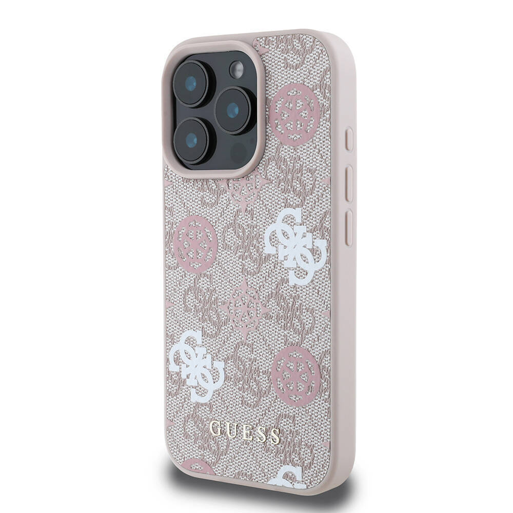 Apple iPhone 16 Pro Max Kılıf Guess Orjinal Lisanslı M-safe Şarj Özellikli 4G Desenli Yazı Logolu Peony Kapak - 19