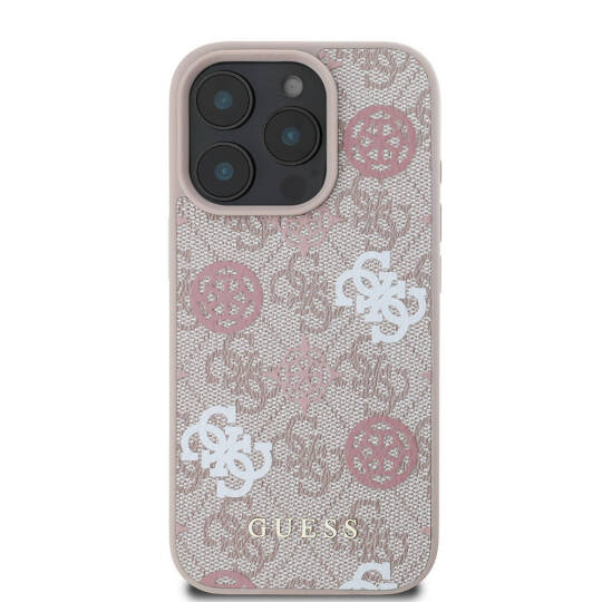 Apple iPhone 16 Pro Max Kılıf Guess Orjinal Lisanslı M-safe Şarj Özellikli 4G Desenli Yazı Logolu Peony Kapak - 20