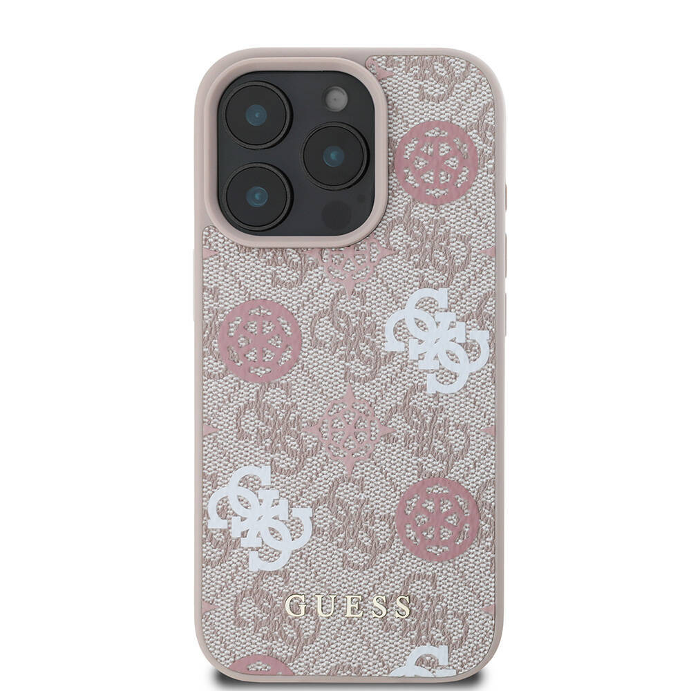 Apple iPhone 16 Pro Max Kılıf Guess Orjinal Lisanslı M-safe Şarj Özellikli 4G Desenli Yazı Logolu Peony Kapak - 20