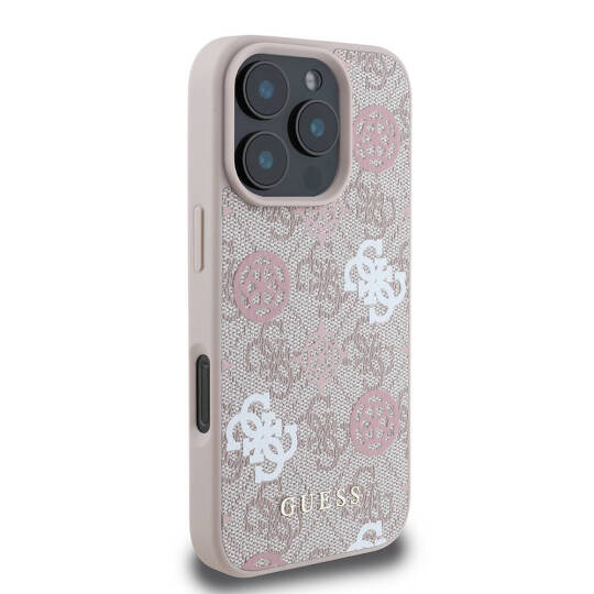 Apple iPhone 16 Pro Max Kılıf Guess Orjinal Lisanslı M-safe Şarj Özellikli 4G Desenli Yazı Logolu Peony Kapak - 21