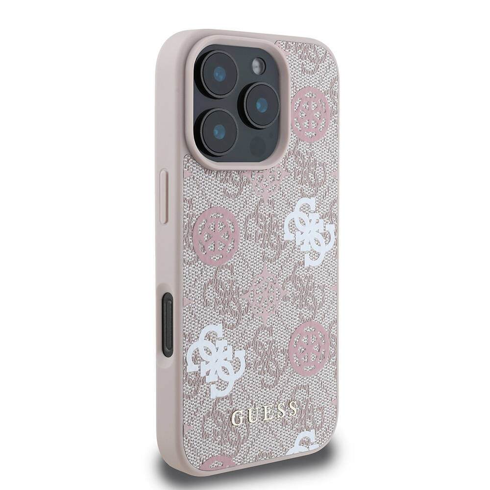 Apple iPhone 16 Pro Max Kılıf Guess Orjinal Lisanslı M-safe Şarj Özellikli 4G Desenli Yazı Logolu Peony Kapak - 21