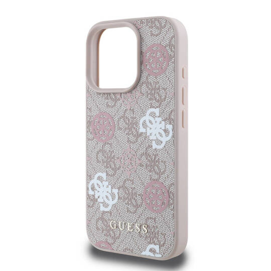 Apple iPhone 16 Pro Max Kılıf Guess Orjinal Lisanslı M-safe Şarj Özellikli 4G Desenli Yazı Logolu Peony Kapak - 23