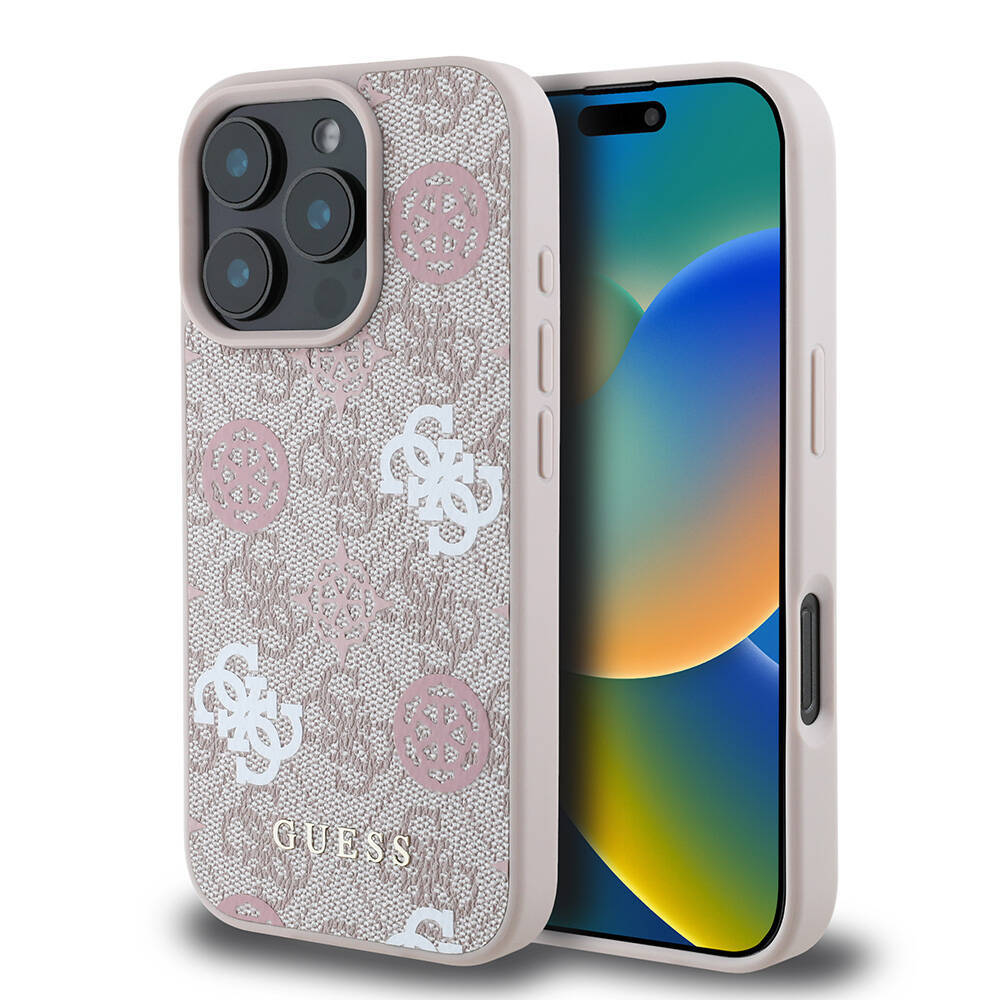 Apple iPhone 16 Pro Max Kılıf Guess Orjinal Lisanslı M-safe Şarj Özellikli 4G Desenli Yazı Logolu Peony Kapak - 1