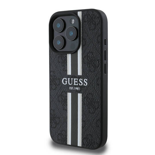 Apple iPhone 16 Pro Max Kılıf Guess Orjinal Lisanslı M-safe Şarj Özellikli 4G Şerit Tasarımlı Printed Kapak - 5