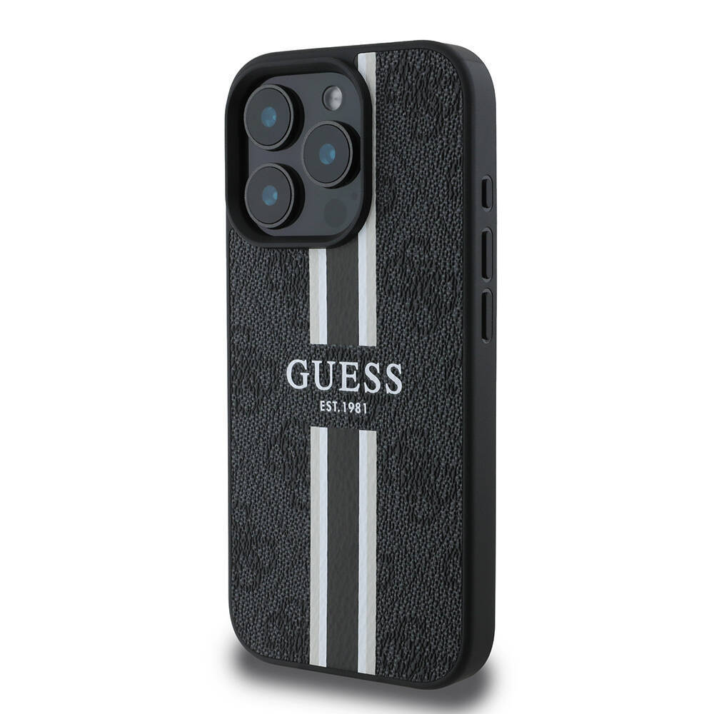 Apple iPhone 16 Pro Max Kılıf Guess Orjinal Lisanslı M-safe Şarj Özellikli 4G Şerit Tasarımlı Printed Kapak - 5