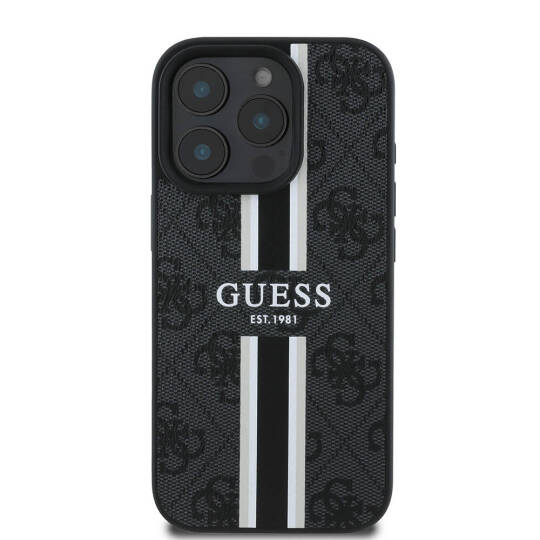 Apple iPhone 16 Pro Max Kılıf Guess Orjinal Lisanslı M-safe Şarj Özellikli 4G Şerit Tasarımlı Printed Kapak - 6
