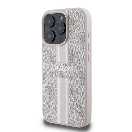 Apple iPhone 16 Pro Max Kılıf Guess Orjinal Lisanslı M-safe Şarj Özellikli 4G Şerit Tasarımlı Printed Kapak - 12