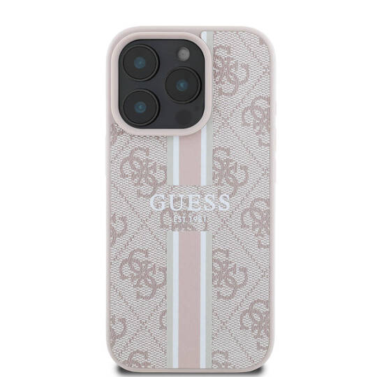Apple iPhone 16 Pro Max Kılıf Guess Orjinal Lisanslı M-safe Şarj Özellikli 4G Şerit Tasarımlı Printed Kapak - 13