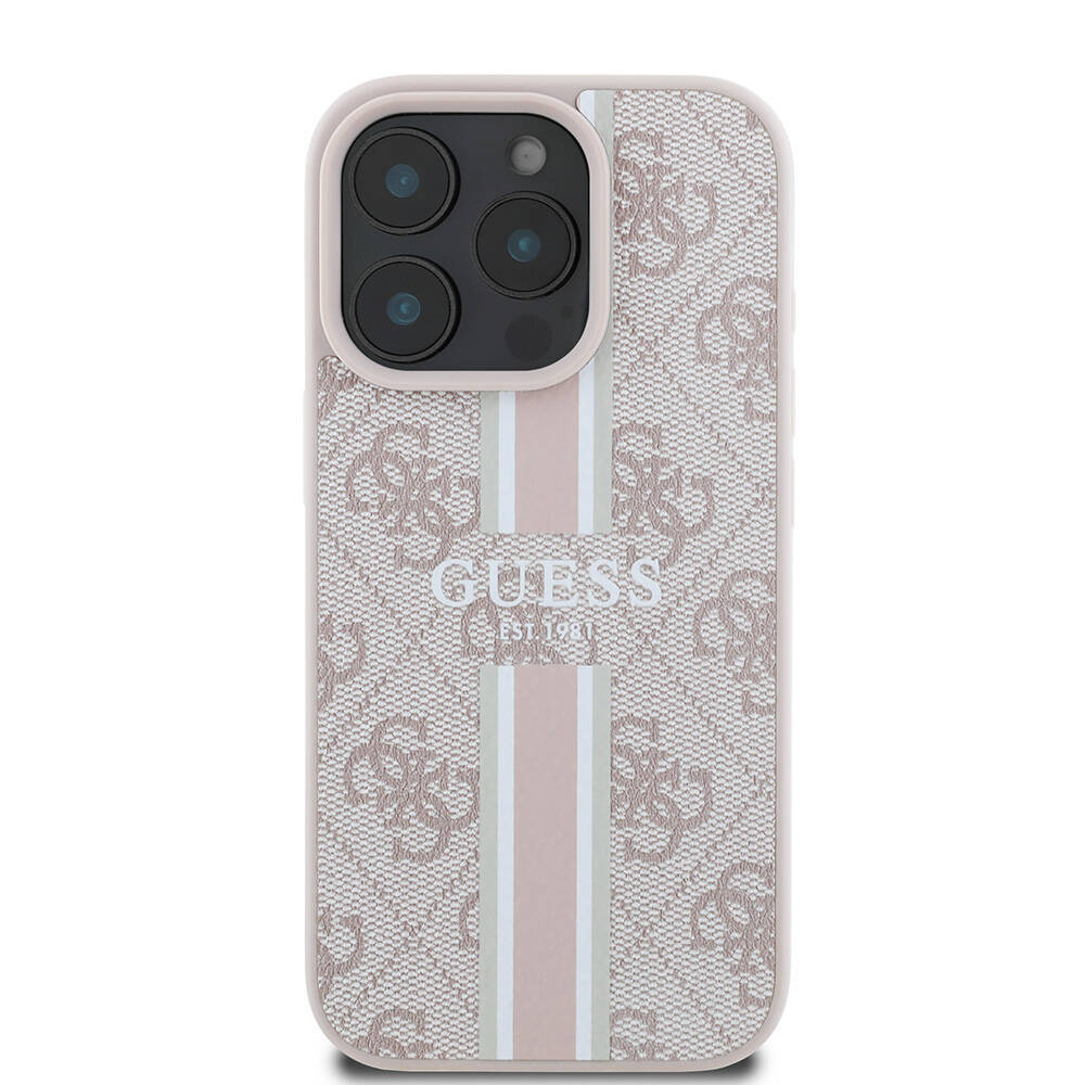 Apple iPhone 16 Pro Max Kılıf Guess Orjinal Lisanslı M-safe Şarj Özellikli 4G Şerit Tasarımlı Printed Kapak - 13