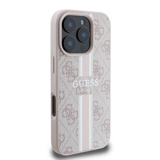 Apple iPhone 16 Pro Max Kılıf Guess Orjinal Lisanslı M-safe Şarj Özellikli 4G Şerit Tasarımlı Printed Kapak - 14