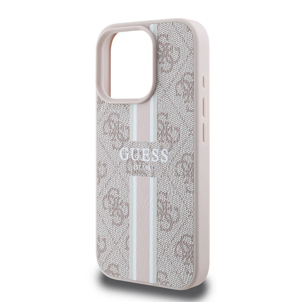 Apple iPhone 16 Pro Max Kılıf Guess Orjinal Lisanslı M-safe Şarj Özellikli 4G Şerit Tasarımlı Printed Kapak - 16