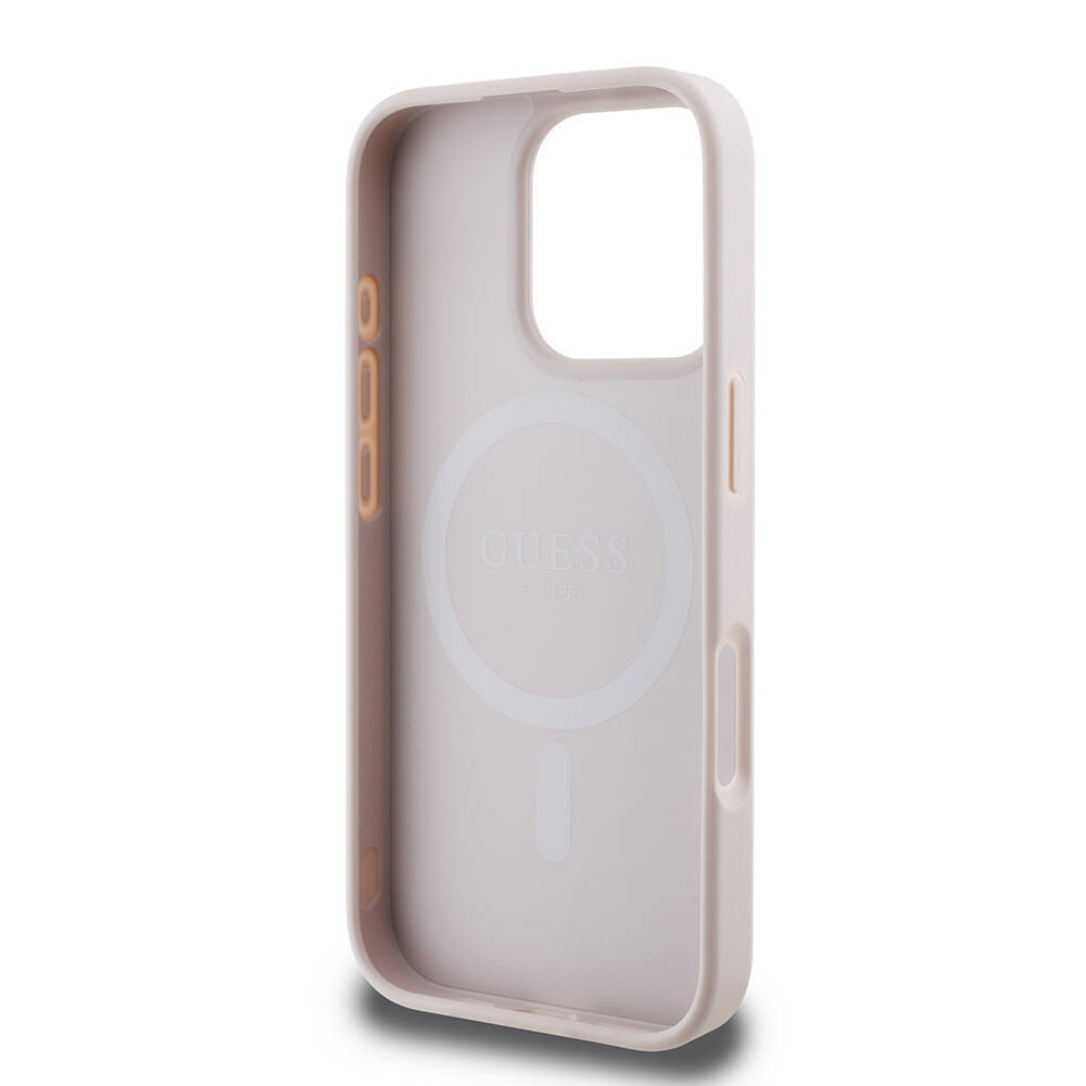 Apple iPhone 16 Pro Max Kılıf Guess Orjinal Lisanslı M-safe Şarj Özellikli 4G Şerit Tasarımlı Printed Kapak - 17